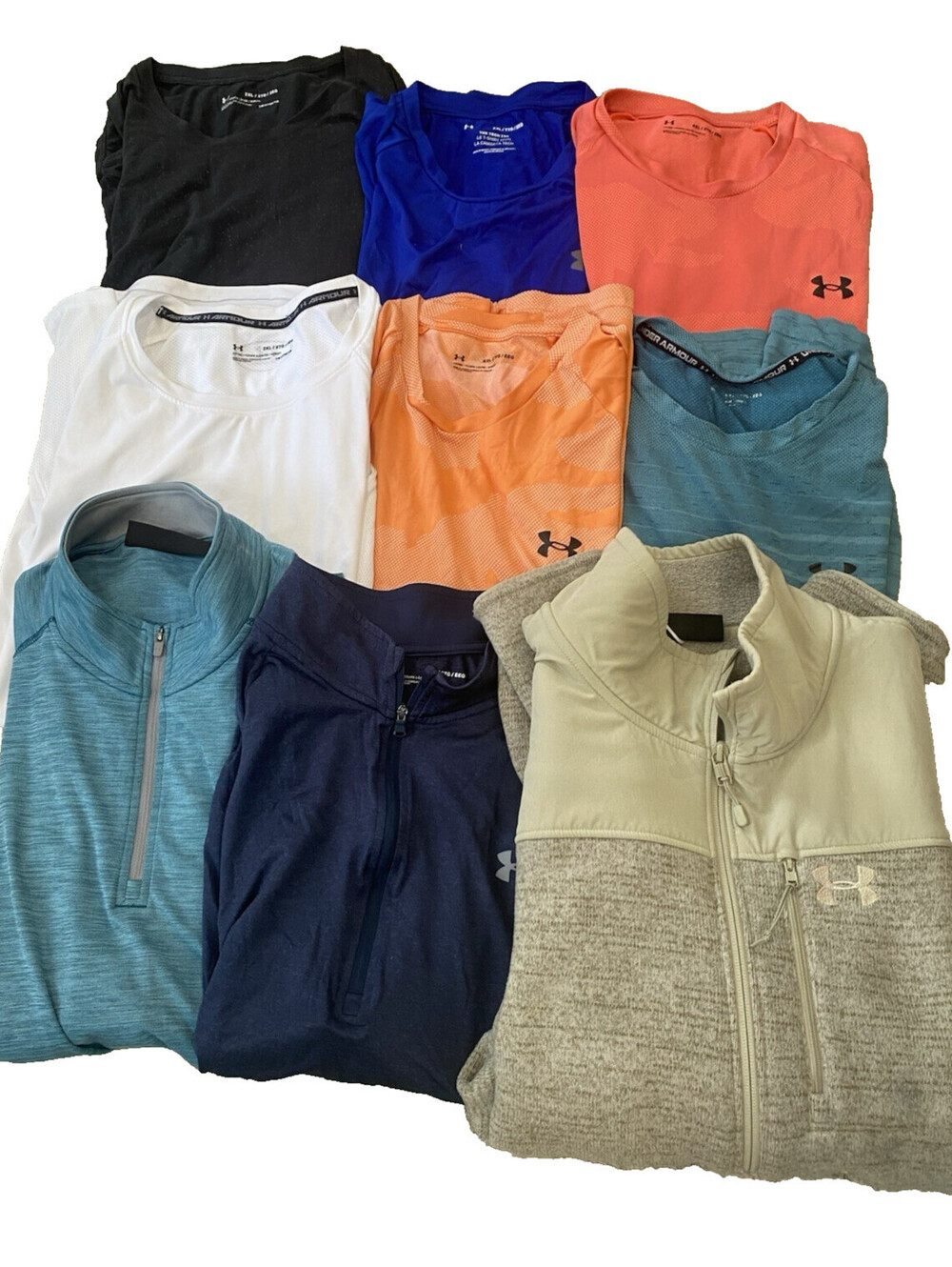 Lot (9) Size 2XL Under Armour Active Tees Workout Sweatshirt Jacket 1/4 Zips